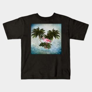 Wonderful flamingo with palm trees Kids T-Shirt